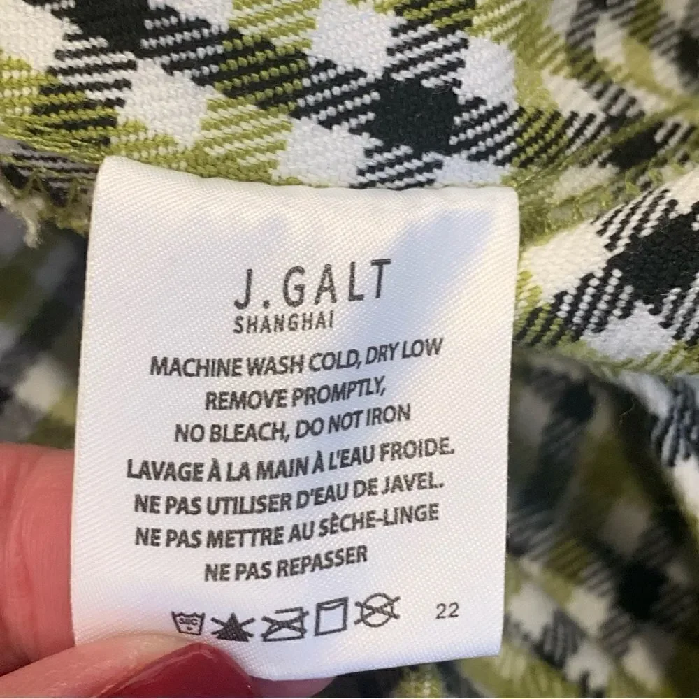 John Galt lime plaid skirt with buckle Size Small